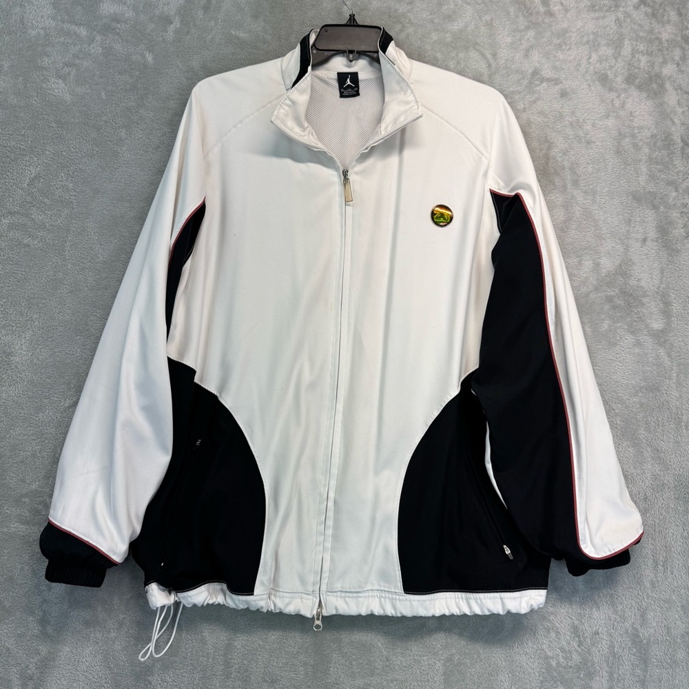 Jordan Vintage Mens Track Jacket Black White Logo Athletic Full Zip  XXL